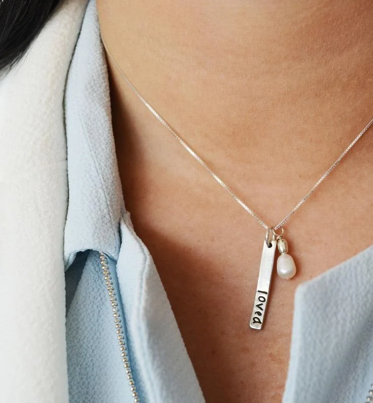Women's Loved Sterling Silver Blessing Bar Necklace - Image 2