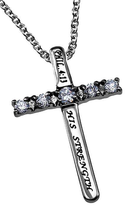 Women's Philippians 4:13 Cross Necklace