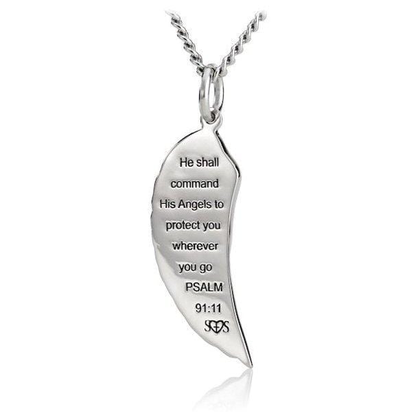 Women's Psalm 91:11 Stainless Steel Angel Wing Necklace - Image 2