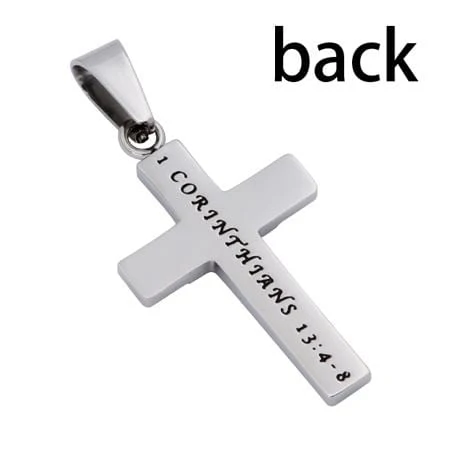 Women's Stainless Steel CZ Cross Necklace Love - Image 2
