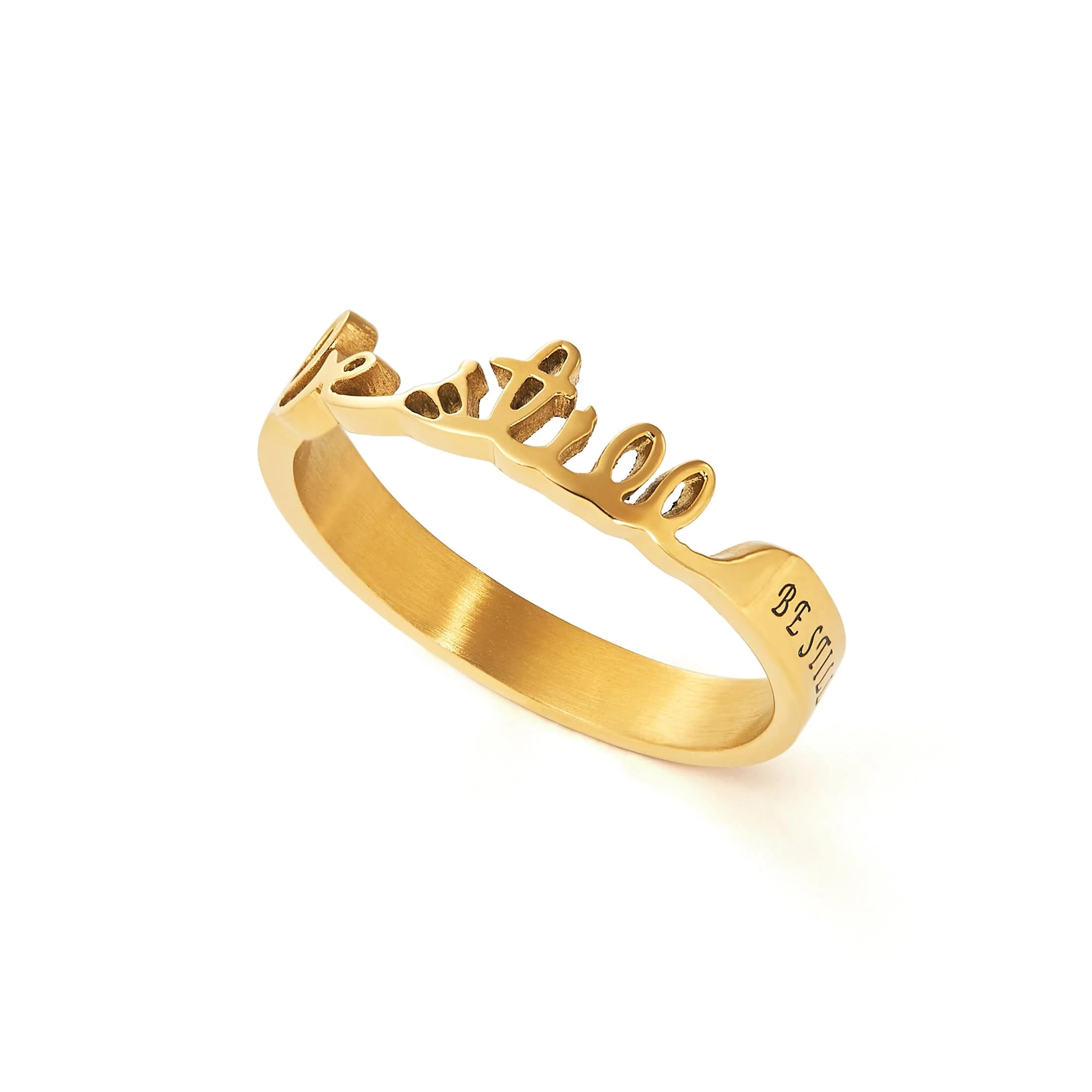 Women's Stainless Steel Gold Tone Be Still Ring