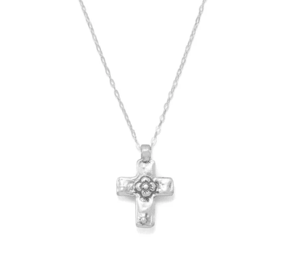 Women's Sterling Silver Reversible Pearl Cross Necklace - Image 2
